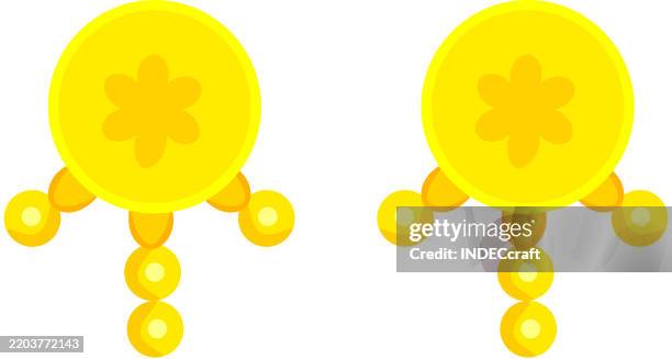 illustrations, cliparts, dessins animés et icônes de conception de boucle d’oreille dorée - anneau doreille couleur or
