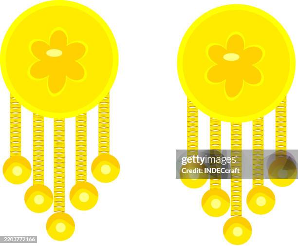 illustrations, cliparts, dessins animés et icônes de conception de boucle d’oreille dorée - anneau doreille couleur or