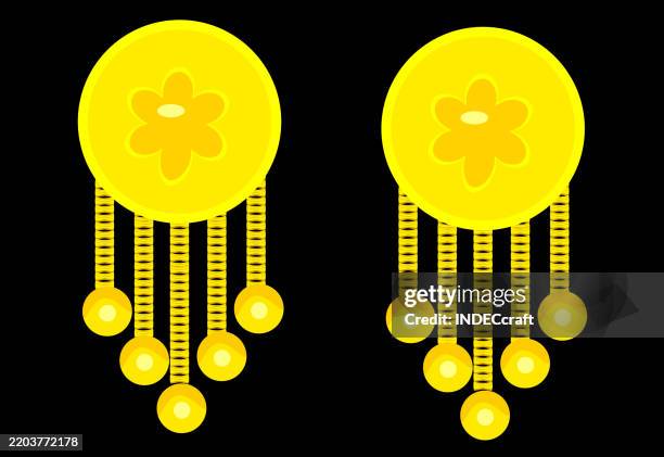 illustrations, cliparts, dessins animés et icônes de conception de boucle d’oreille dorée - anneau doreille couleur or