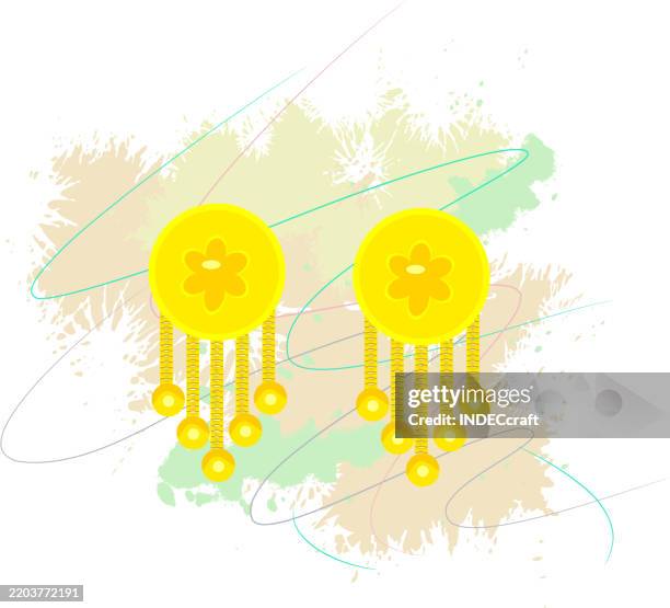illustrations, cliparts, dessins animés et icônes de conception de boucle d’oreille dorée - anneau doreille couleur or