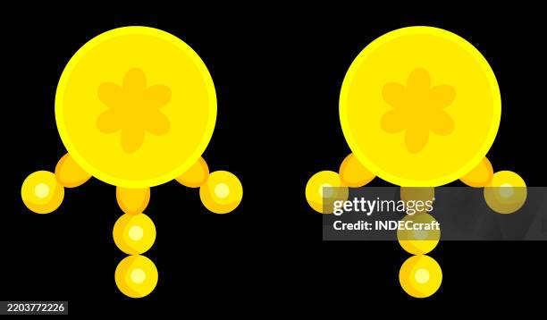 illustrations, cliparts, dessins animés et icônes de conception de boucle d’oreille dorée - anneau doreille couleur or