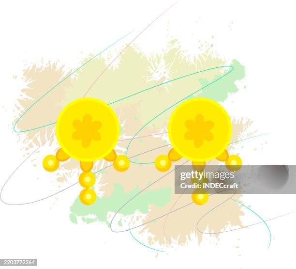 illustrations, cliparts, dessins animés et icônes de conception de boucle d’oreille dorée - anneau doreille couleur or