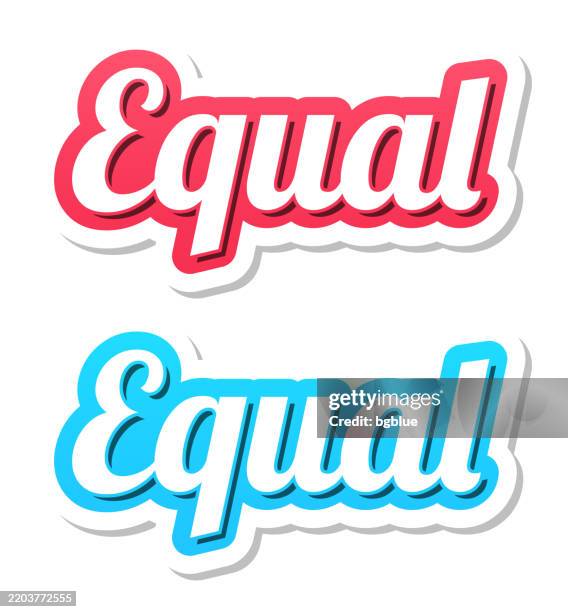 equal - 3d text in red and blue on white background - equality logo stock illustrations