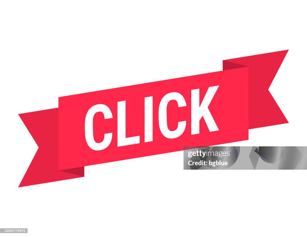 Click Banner Icon Click Red Banner On White Background High-Res Vector Graphic - Getty Images
