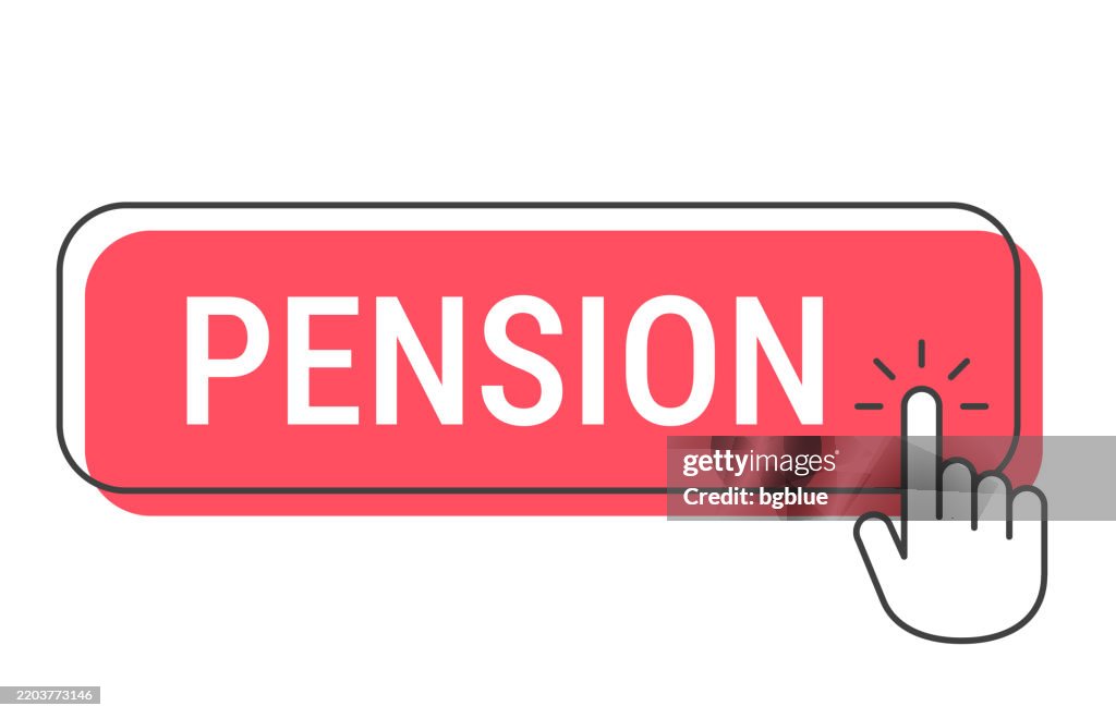 Pension - Click button with hand cursor on white background