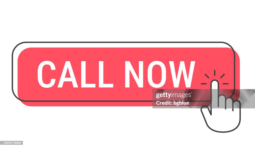 Click Now Cursor Call Now Click Button With Hand Cursor On White Background High-Res ...