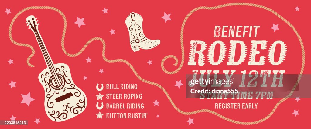 Modelo Rodeo Banner Cowboy Poster For A Local Rodeo Web Banner High-Res Vector Graphic ...