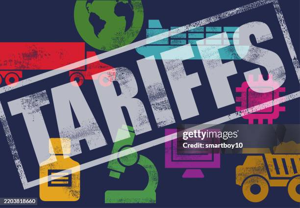 tariff letterpress concept - loading dock stock illustrations