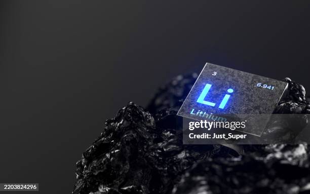 lithium periodic table element, mining, science, nature, innovation, chemical elements used in physics and other sciences - carbonaatmineraal stockfoto's en -beelden