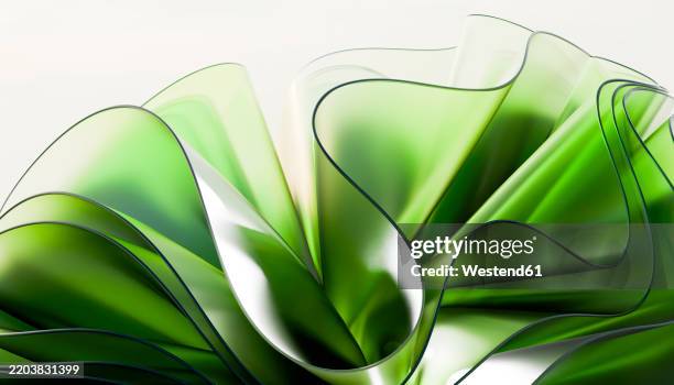 ilustraciones, imágenes clip art, dibujos animados e iconos de stock de abstract green and transparent 3d render art - digitalización