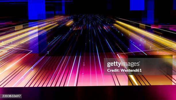 futuristic 3d render of a digital abstract scene with technology themes - abstract digitalization stock illustrations