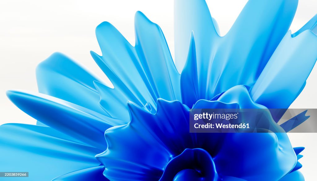 Close-up 3D rendering abstract of blue paint splash