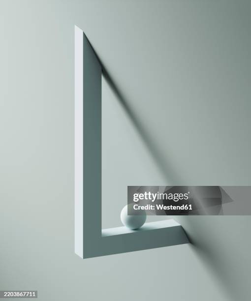 gray colored abstract alphabet l with 3d sphere - wall angle stock illustrations