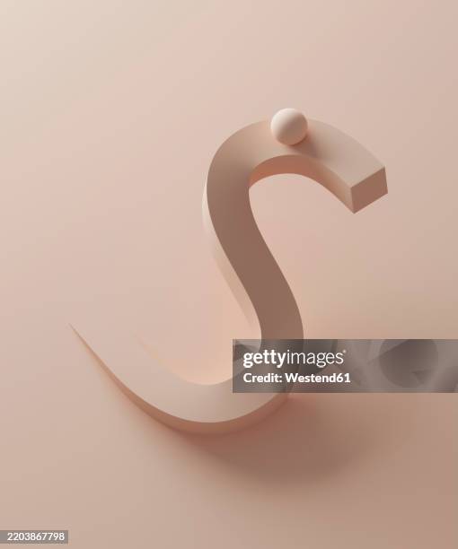 pink colored abstract alphabet s with 3d sphere - 3d letters stock illustrations