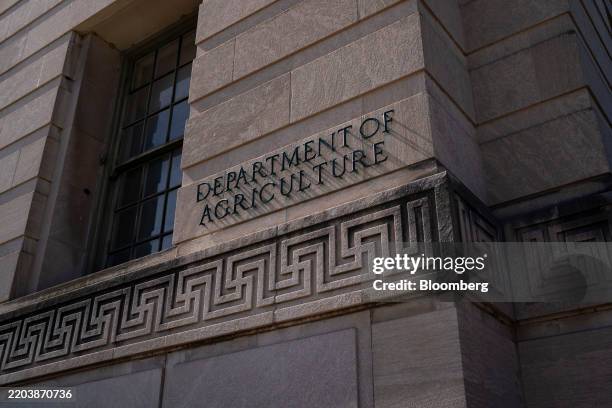 Signage outside the US Department of Agriculture headquarters in Washington, DC, US, on Monday, March 10, 2025. The Trump administration has...