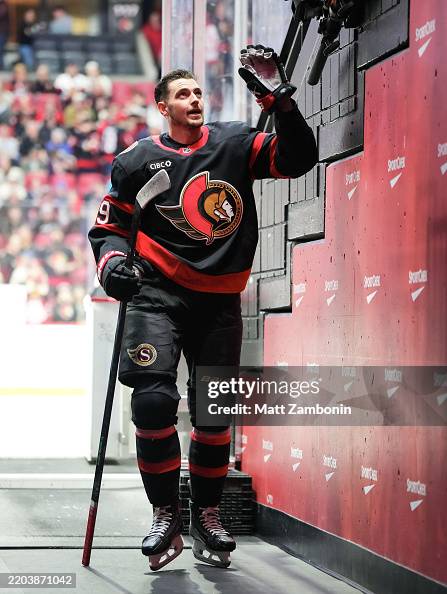 Batherson Drake Batherson of the Ottawa Senators leaves the ice after warmup ...