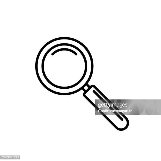 illustrazioni stock, clip art, cartoni animati e icone di tendenza di icona della lente d'ingrandimento, lente d'ingrandimento vettoriale, segno della lente di ingrandimento, icona di ricerca su sfondo bianco - lente dingrandimento