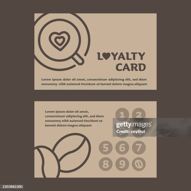 treuekarte für café vektor illustration - bonuskarte stock-grafiken, -clipart, -cartoons und -symbole