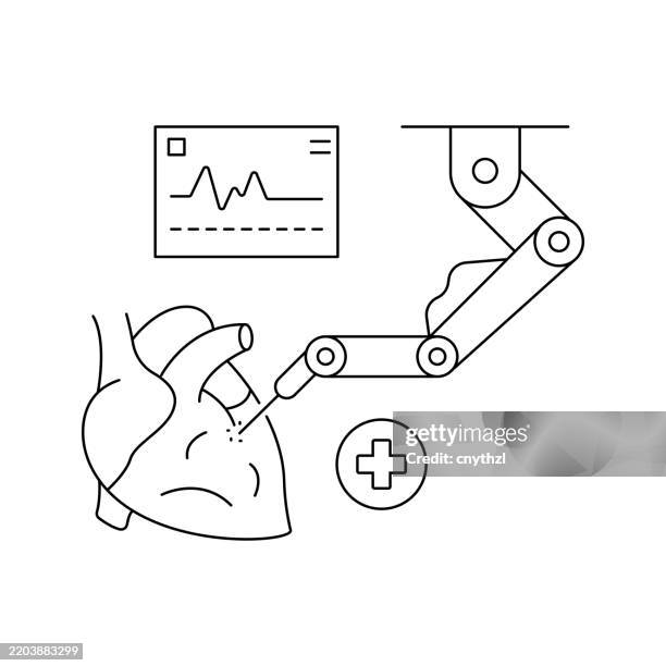 robotic surgery concept vector illustration. editable stroke - surgical robotics stock illustrations