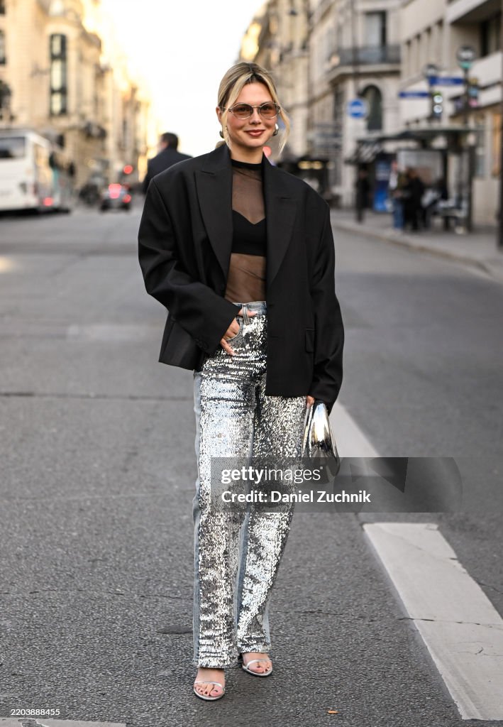 Street Style - Paris Fashion Week - Womenswear Fall/Winter 2025/2026 - Day Five