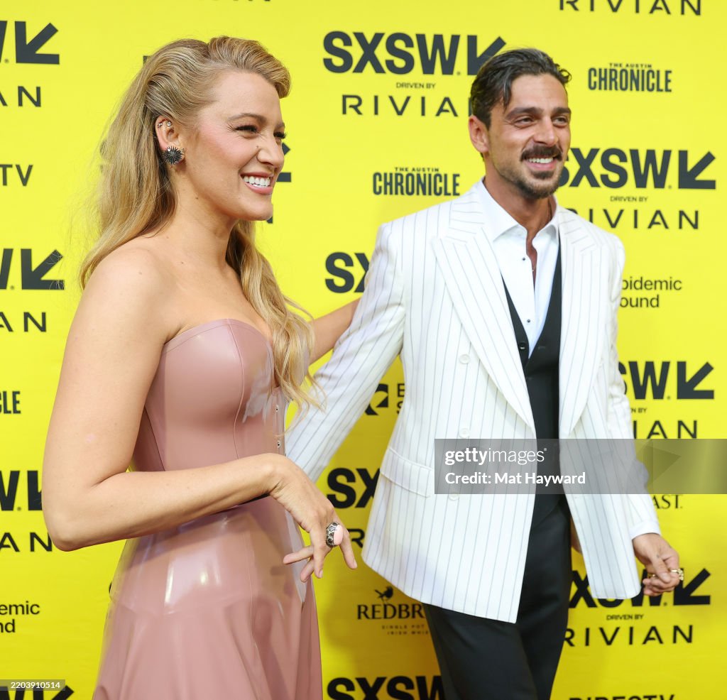 Blake Confer Blake Lively and Michele Morrone attend the world premiere of... News ...