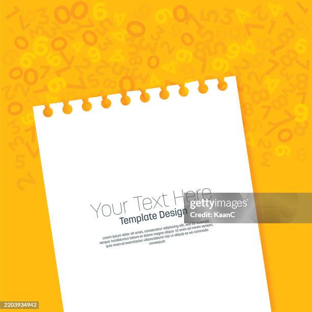 Number Note Paper Notepad Sheet Paper On Numbers Background Vector Stock Illustration ...