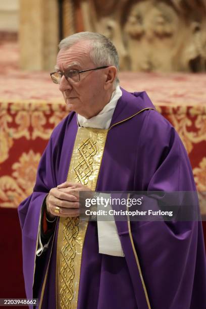 Cardinal Pietro Parolin, the Vatican's Cardinal Secretary of State, conducts a Mass in St Peter's Basilica for The Movement for Life Association...