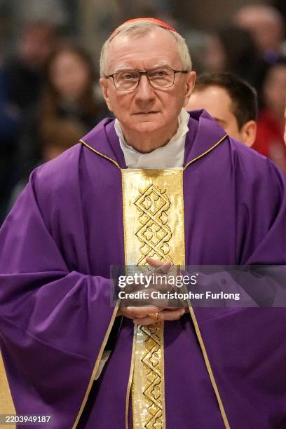 Cardinal Pietro Parolin, the Vatican's Cardinal Secretary of State, conducts a Mass in St Peter's Basilica for The Movement for Life Association...