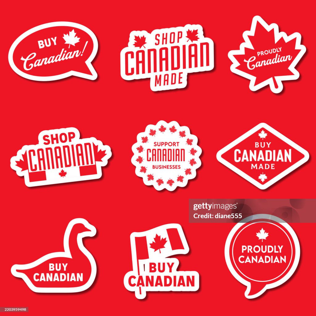 Buy Canadian Products Label Badges Stickers With Drop Shadow