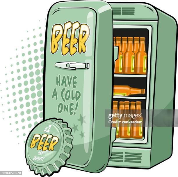 beer refrigerator - draft beer stock illustrations