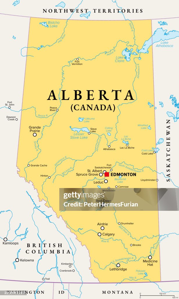 Alberta Map.pdf Alberta Province Of Canada Political Map High-Res Vector Graphic ...