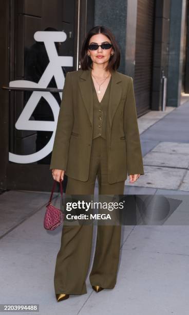 Lucy Hale is seen arriving to the Tamron Hall Show on March 11, 2025 in New York, New York.