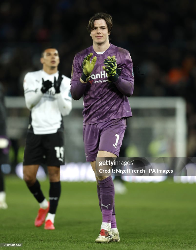 Derby County Goalkeeper Jacob Widell Zetterstrom Applauds The Fans derby-county-goalkeeper-jacob-widell-zetterstrom-applauds-the-fans