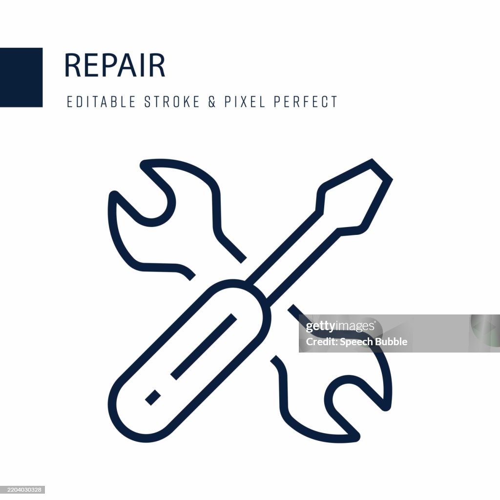 Repair Line Icon. Editable Stroke Vector Icon.