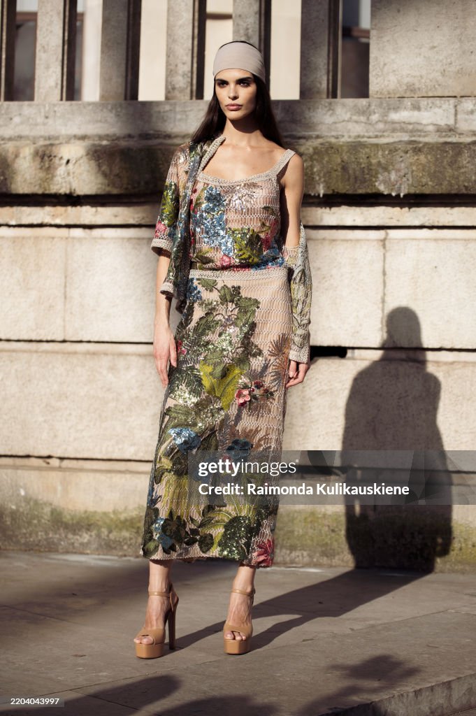 Street Style - Paris Fashion Week - Womenswear Fall/Winter 2025/2026 - Day Six