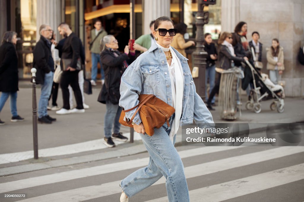 Street Style - Paris Fashion Week - Womenswear Fall/Winter 2025/2026 - Day Six