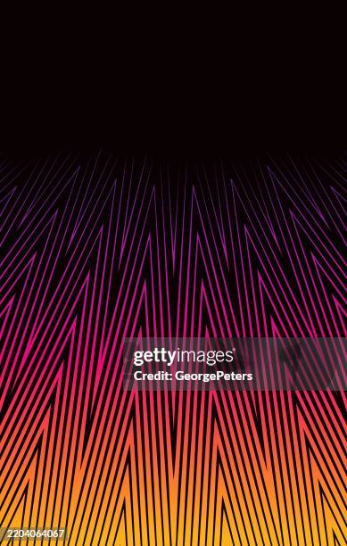 striped abstract background with diminishing perspective - neon line drawing stock illustrations