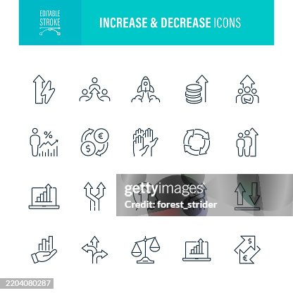 Increase and Decrease Icons Editable Stroke Increase and Decrease Icons Editable Stroke