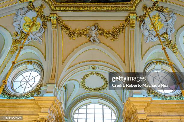 Skylight windows and filigree decorations in the lobby of the Royal Palace.