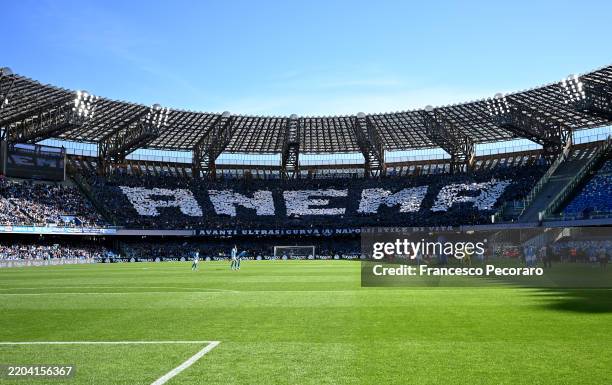 General view inside the stadium during the Serie A match between Napoli and Fiorentina at the Stadio Diego Armando Maradona on March 09, 2025 in...