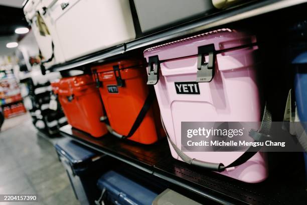 March 12 A row of Yeti coolers on sale at Sport Chek at Eaton Centre. Canada's latest counter-tariffs will hit American Imports as of 12:01 am, March...