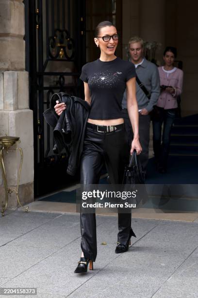 Bella Hadid is seen during the Womenswear Fall/Winter 2025/2026 as part of Paris Fashion Week on March 09, 2025 in Paris, France.