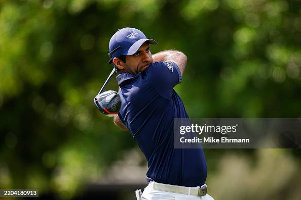 Aaron Rai Tee Aaron Rai of England hits a tee shot on the first hole during the ...