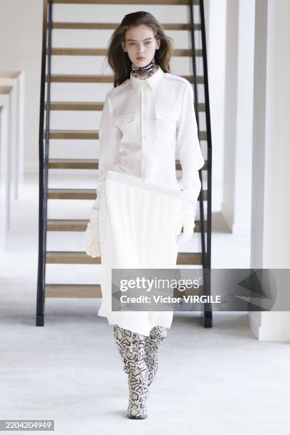 Model walks the runway during the Duran Lantink Ready to Wear Fall/Winter 2025-2026 fashion show as part of the Paris Fashion Week on March 9, 2025...