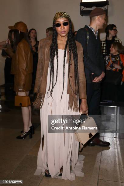 Row Visual Karen Blanchard, aka KarenBritChick, attends the Akris Womenswear ...