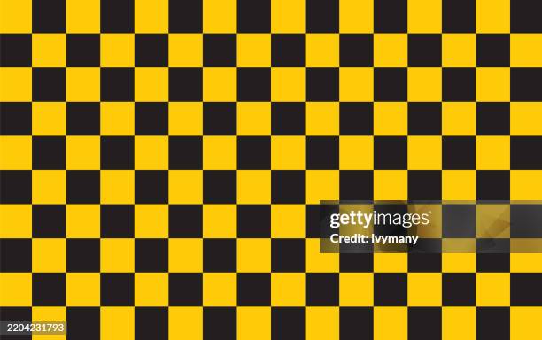 abstract yellow and black checked pattern retro chessboard background - checkers stock illustrations