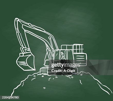 ConstructionSiteLargeBackhoeChalkboard ConstructionSiteLargeBackhoeChalkboard