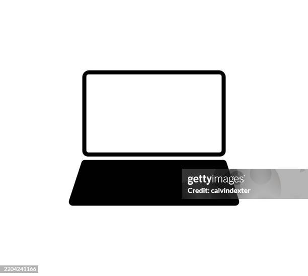 laptop computer minimal design - remote work negative space stock illustrations