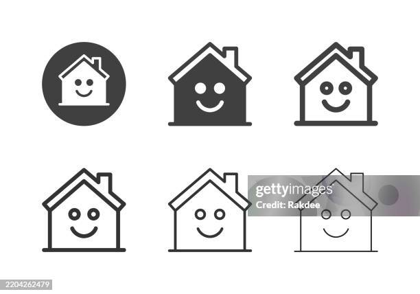 happy home icons - multi series - tiny house stock illustrations