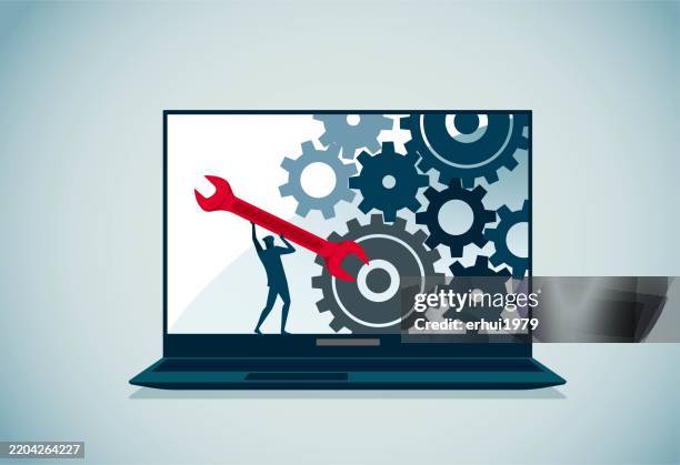 repair laptop - service technician stock illustrations